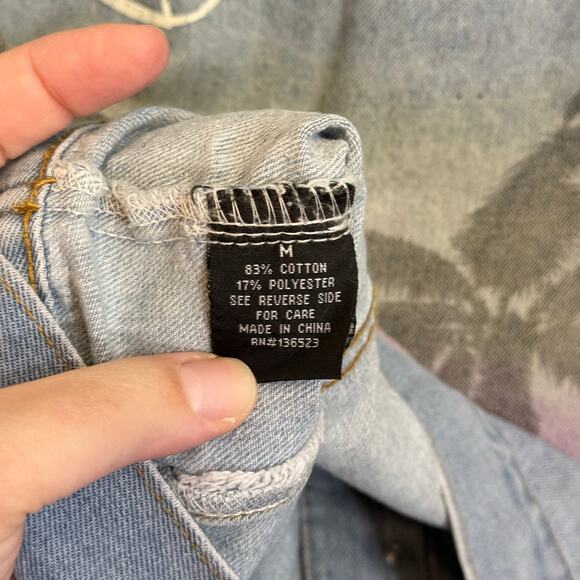 Brooklyn Cloth Co. Trucker Jean Jacket Mens M Blue Denim Graffiti Palm Tropical - Picture 8 of 8